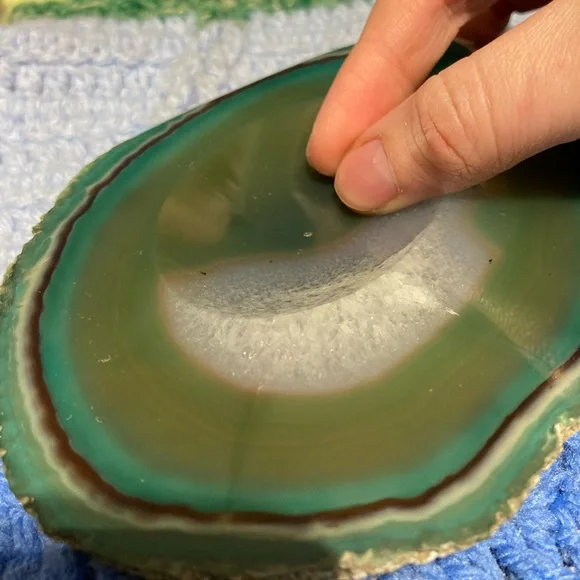 Vintage Green Agate Slice Crystal Geode Rock Piece Decor - Picture 14 of 16